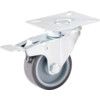 Light Duty, Castor, 50mm, Braked, Swivel, Top Plate, Rubber, Grey thumbnail-0