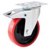 Medium Duty, Castor, 125mm, Braked, Swivel, Top Plate, Polyurethane, Red thumbnail-0