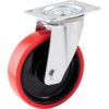 Medium Duty, Castor, 125mm, Unbraked, Swivel, Top Plate, Polyurethane, Red thumbnail-0