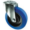 Medium Duty, Castor, 80mm, Unbraked, Swivel, Bolt Hole, Rubber, Blue thumbnail-0