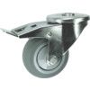 Castor, 80mm, Braked, Swivel, Bolt Hole, Rubber, Grey thumbnail-0