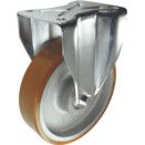Heavy Duty Pressed Steel Castors - Polyurethane Tyred Wheel with Cast Iron Centre - Ball Journal Bearing thumbnail-1