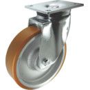 Heavy Duty Pressed Steel Castors - Polyurethane Tyred Wheel with Cast Iron Centre - Ball Journal Bearing thumbnail-2