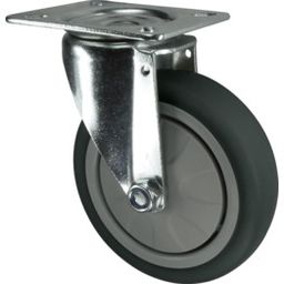 Light to Medium Duty Pressed Steel Castors - Thermoplastic Tyred Wheel with Nylon Centre - Ball Journal Bearing thumbnail-2