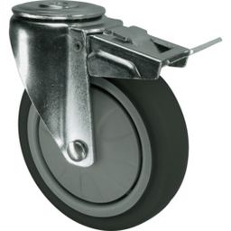 Light to Medium Duty Pressed Steel Castors - Thermoplastic Tyred Wheel with Nylon Centre - Ball Journal Bearing thumbnail-4