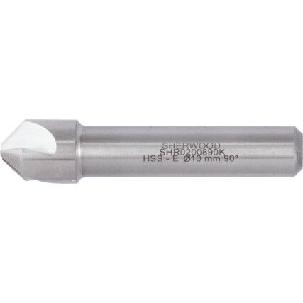 90°, Countersink, 10mm, Straight Shank, 3 fl, Cobalt High Speed Steel