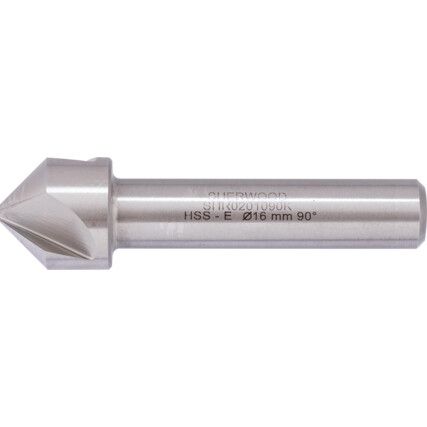 90°, Countersink, 16mm, Straight Shank, 3 fl, Cobalt High Speed Steel