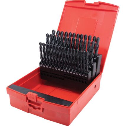 Jobber Drill Set, 6mm to 10mm x 0.1mm, Standard Length, Metric, High Speed Steel, Set of 41