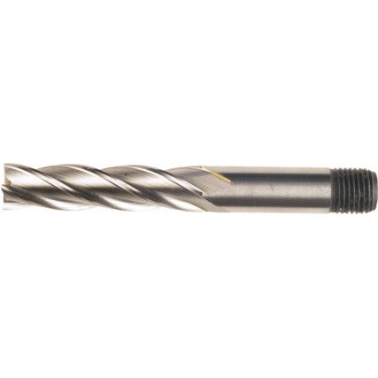 E431T, End Mill, Long, Threaded Shank, 12mm, Cobalt High Speed Steel, Bright