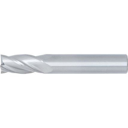 End Mill, Regular, Plain Round Shank, 12mm, Bright, Carbide, 4fl