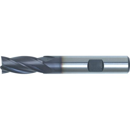 09, End Mill, Regular, Weldon Flat Shank, 14mm, Cobalt High Speed Steel, TiAlN