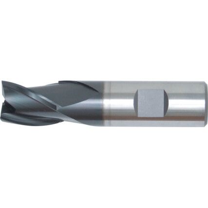 93, End Mill, Regular, Weldon Flat Shank, 6mm, Powdered Metal Cobalt High Speed Steel, TiAlN