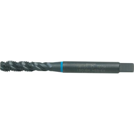 Machine Tap, M3 x 0.5mm, Metric Coarse, Spiral Flute, Vanadium High Speed Steel, Steam Tempered, Blue