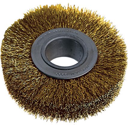 Industrial Rotary Wire Brushes - Crimped - Brass Coated 30SWG - 100 x 20 x 30mm