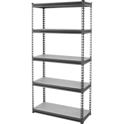 Standard Duty Shelving, 5 Shelves, 380kg Shelf Capacity, 1830mm x 915mm x 460mm, Grey