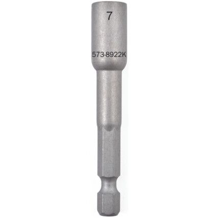 Screwdriver Bit, 7mm, Socket, 1/4" Hex