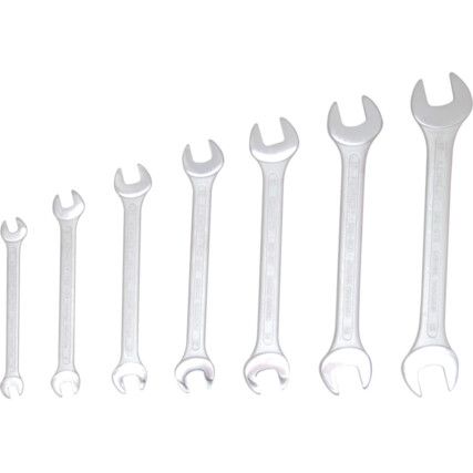 Metric, Open Ended Spanner Set, 6 - 19mm, Set of 7, Chrome Vanadium Steel