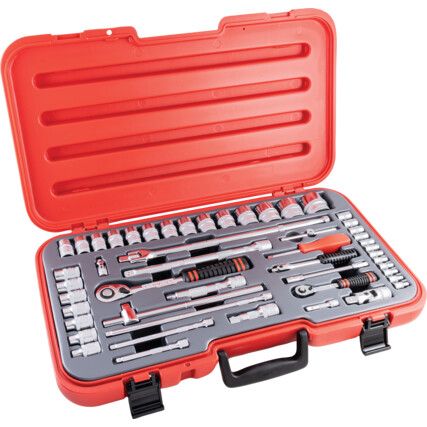 1/2in. & 1/4in. Socket Set, Metric, Set of 50