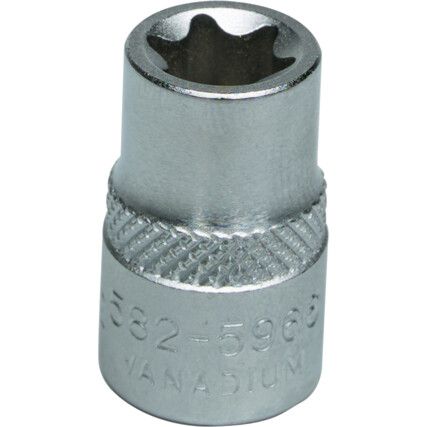 3/8in. Drive,  Torx Socket, E12mm,  Torx,  6 Point