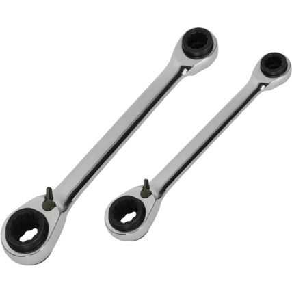 Torx, Ratchet Spanner Set, 8 - 19mm, Set of 2, Chrome Vanadium Steel