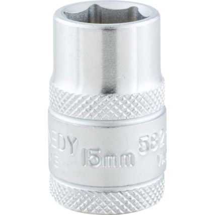 1/2in. Drive,  Hexagon Socket, 15mm,  Metric,  6 Point