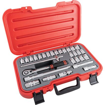 1/2in. Socket Set, Imperial/Metric, Set of 30