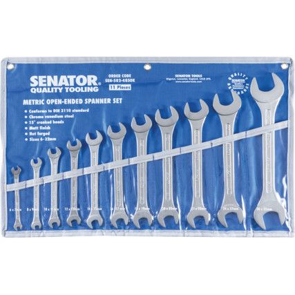 Metric, Open Ended Spanner Set, 6 - 32mm, Set of 11, Chrome Vanadium Steel