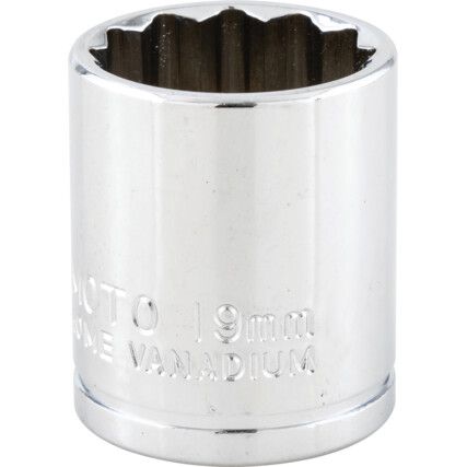 3/8in. Drive,  Bi-Hexagon Socket, 19mm,  Metric,  12 Point