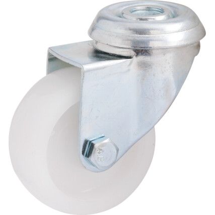 Light Duty, Castor, 50mm, Unbraked, Swivel, Bolt Hole, Polypropylene, White