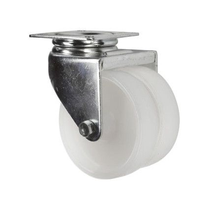 Light Duty, Twin Castor, 50mm, Unbraked, Swivel, Top Plate, Polypropylene, White