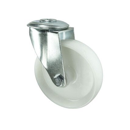 Medium Duty, Castor, 100mm, Unbraked, Swivel, Bolt Hole, Nylon, White