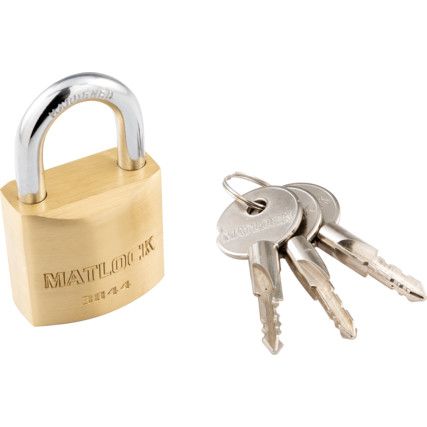 Keyed Padlock, Cross Key, Brass, Gold, 40mm Width, Weatherproof