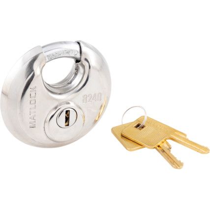 Keyed Padlock, Keyed Different, Steel, Silver, 70mm Width, Weatherproof