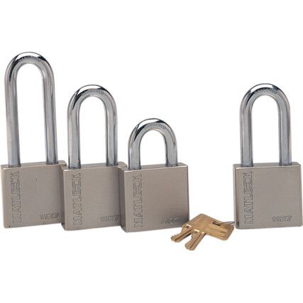 Keyed Padlock, Keyed Different, Hardened Steel, Silver, 63.5mm Width, Weatherproof