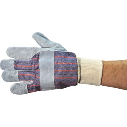 Mechanical Hazard Gloves, Blue/Grey, Cotton Liner, Leather Coating, EN388: 2016, 3, 1, 4, 3, X, Size 10