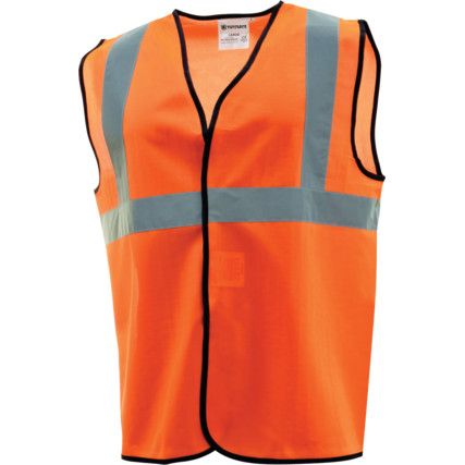 Hi-Vis Waistcoat, Unisex, Orange, Polyester, Hook & Loop Closure, M