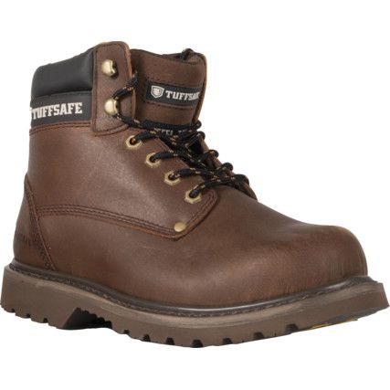 Unisex Safety Boots Size 13, Brown, Leather, Steel Toe Cap