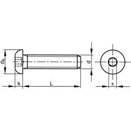 Socket Head Button Screw, Metric - Stainless Steel - A2 - Grade 70 - ISO 7380-1 thumbnail-1