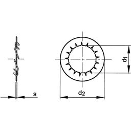 Serrated Lock Washer - Metric - Spring Steel (325-425 HV10) - BZP - Internal Teeth - DIN 6798 J thumbnail-1