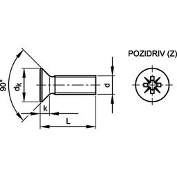 Machine Screw, Metric - A2 Stainless - Pozi Countersunk Head Screw - DIN 965 - Z thumbnail-1