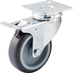 Light Duty Pressed Steel Castors, Rubber Non-Marking Tyred Wheel, Nylon Centre, Plain Bearing thumbnail-0