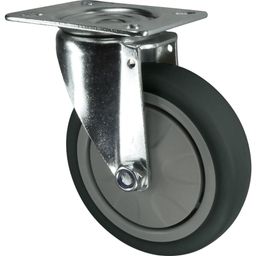 Light to Medium Duty Pressed Steel Castors - Thermoplastic Tyred Wheel with Nylon Centre - Ball Journal Bearing thumbnail-2