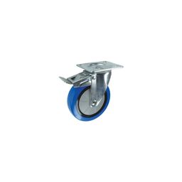 Light/Medium Duty Pressed Steel Castors, Rubber Tyred Wheel with Nylon Centre, Ball Bearing thumbnail-3