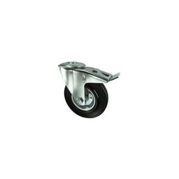 Pressed Steel Castors, Medium Duty, Rubber Tyred Wheel, Pressed Steel Centre thumbnail-0